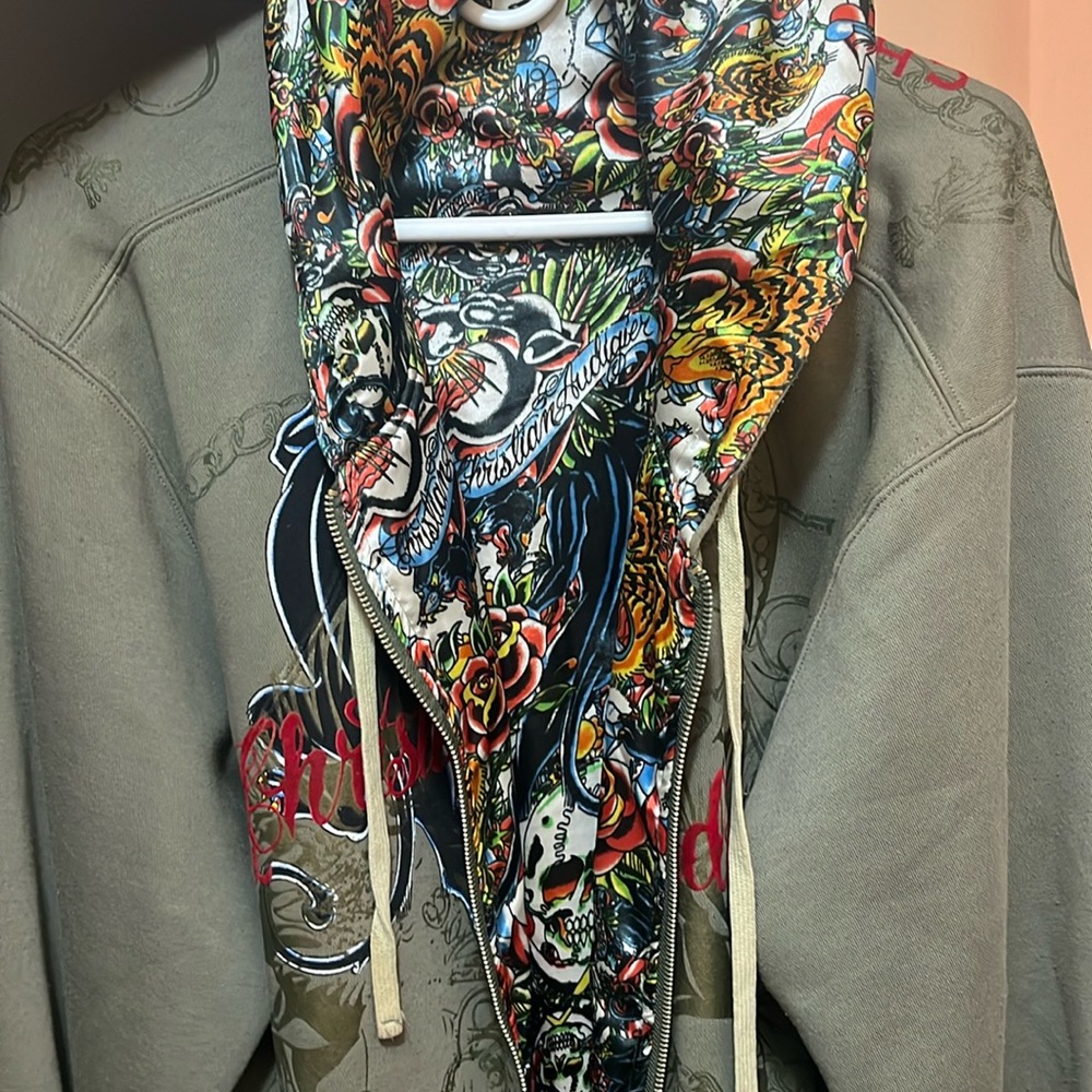 Christian Audigier y2k all over hoodie reversible rare no low ball offers